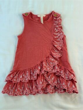 Matilda Jane Enchanted Garden Waterfall Eyelet Ruffle Coral Top Girls 6